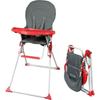 Fixer Hochstuhl - Ab 6 Monaten - Unisex - Grau und Rot - Sitz aus PVC - Abnehmbares und verstellbares Tablett