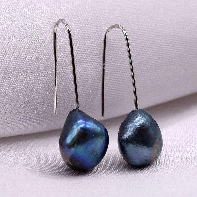 Boucles d'oreilles en perles d'eau douce naturelles baroques, jolies boucles d'oreilles en argent Sterling 925 à crochet droit pour femmes