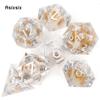 7 Pcs White Silver Number Sharp Edge Resin Dice Polyhedral Dice Suitable for Role-Playing RPG    Board Game