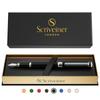 Scriveiner Black Green Fountain Pen - Stunning Luxury Pen with Chrome Finish, Schmidt Nib (Fine), Best Pen Gift Set for Men & Women, Professional, Exe