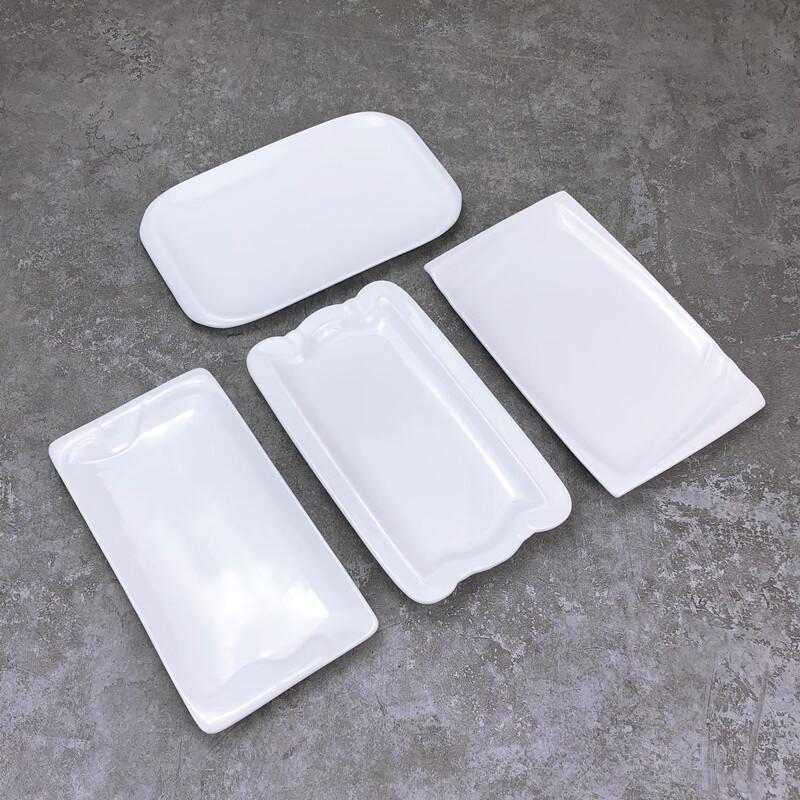 Rectangular Pure White Ceramic Dinner Plate