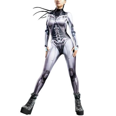 Female Zentai Suits Robot Punk Cosplay Jumpsuits Halloween Roleplay Catsuit For Women Carnival Party Stage Long Sleeve Bodysuits