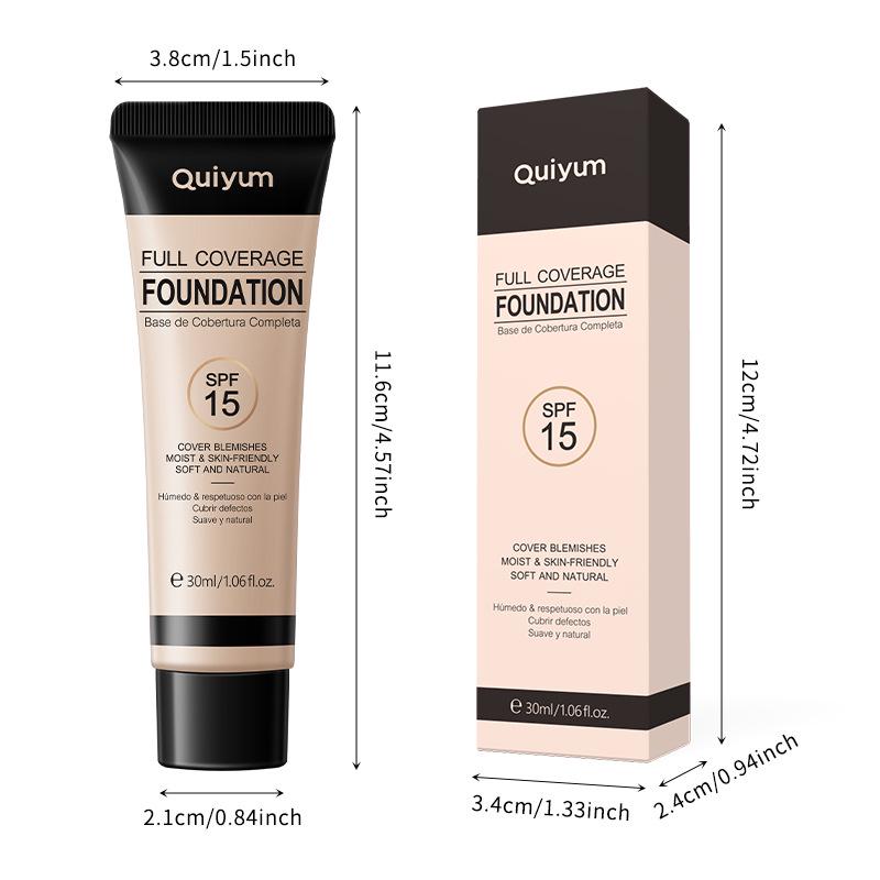 Quiyum Full Coverage Foundation 30ml - Concealing, Brightening, Natural & Lightweight