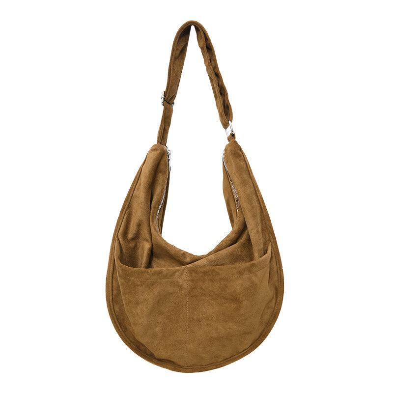 

Autumn and winter new suede women s shoulder messenger bag simple fashion casual versatile daily commute 50*12*28 коричневый