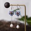 Vintage Pfingstrosen-Quastenohrringe mit elegantem Temperament Hanfu-Ohrringe