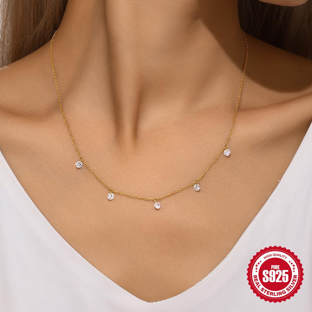 S925 Silver Diamond Scarf Necklace Personalized Fashion Clavicle Chain Delicate Premium Set
