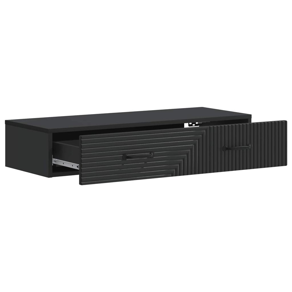 Wall Mounted Side Table Black 87.5 X 34.5 X 17 Cm