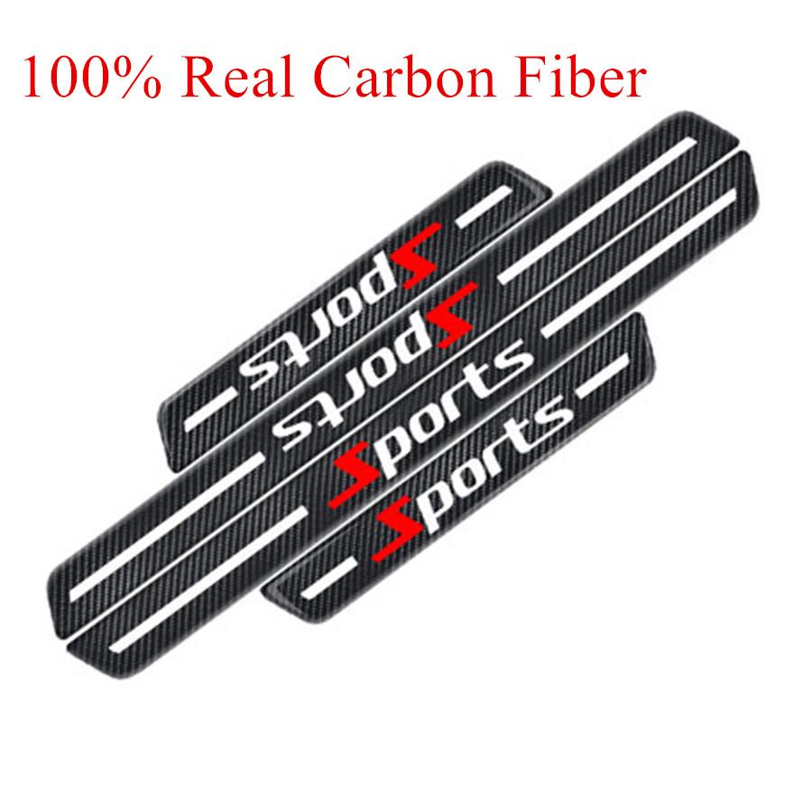 4x Universal Car Door Scuff Sill Cover Panel Step Protector Trim Carbon Fiber