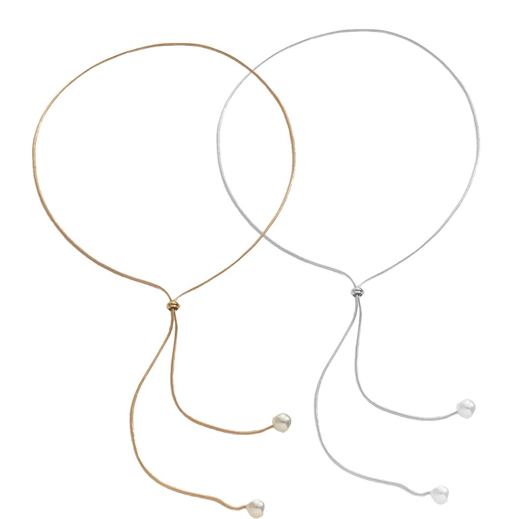 Elegant Pearls Tassel Choker Necklace Alluring Pearls Lariat Necklace Unique Neck Jewelry for a Chic and Modern Appeal