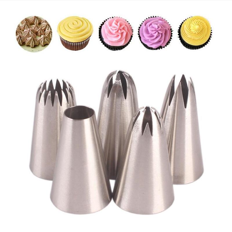 5Pcs Set Russian Icing Piping Nozzles 1M 2A 2D 2F 6B for Cake Fondant Decor Confectionery Flower Cream Kitchen Pastry Tools
