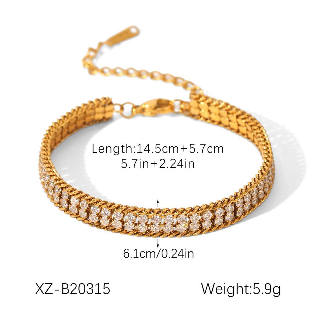 Bransoletka ze stali nierdzewnej pozłacana 18k – Klasyczny minimalistyczny styl europejski i amerykański, nieblaknąca biżuteria damska.