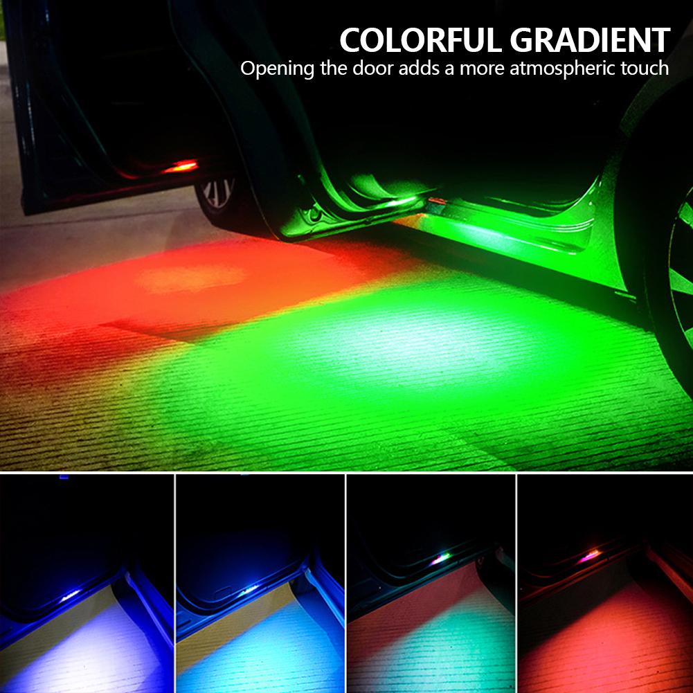Universal Car Door Decoration Welcome Light Car LED Door Light USB Charging Wireless RGB Safety Anti-collision Signal Lamp