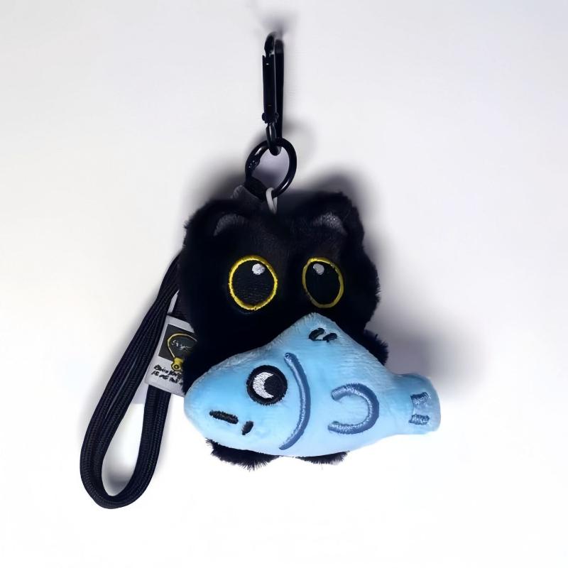Cute Black Cat Plush Toy Doll Keychain Small Pendant Cartoon Kitten Soft Animal Bag Backpack Ornament For Boy Girl Birthday Gift