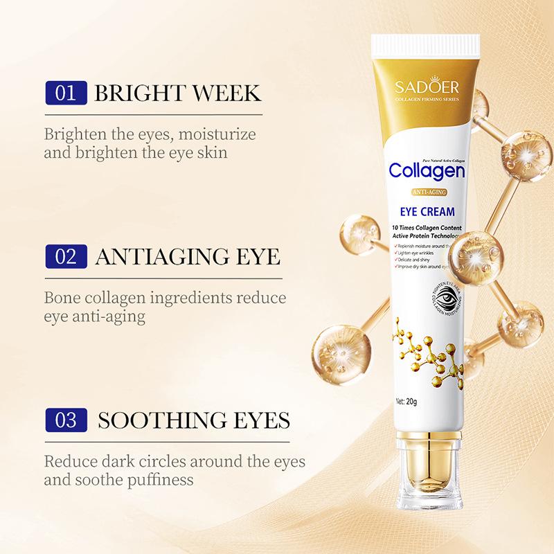 Sadoer Crème contour des yeux anti-rides au collagène Crème contour des yeux hydratante et hydratante