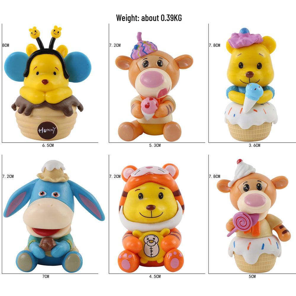 Handmade Cartoon Winnie & Friends Blind Box: Bear, Piglet, Tiger Decorative Figure for Cake or Car