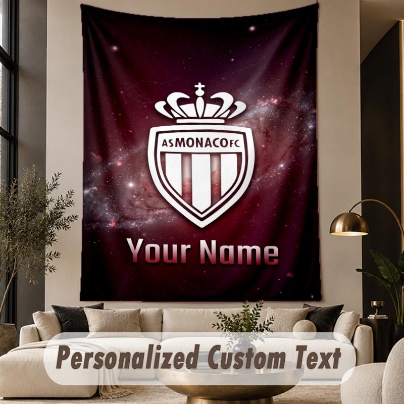 Custom Text Tapestry Monaco FC Print Wall Tapestry Indoor Living Room Wall Decor