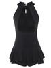 Women's Korean Style One-Piece Swimsuit - Black, Skirted, Backless, Slim Fit, Belly Covering