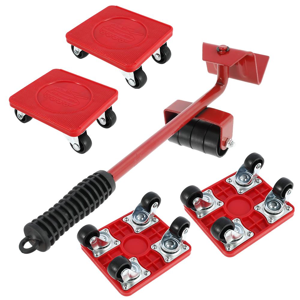 Furniture Mover Set Transport Lifter 360 Degree Rotation with Universal Wheel Heavy Stuffs Moving Wheel Roller Bar Hand Tools