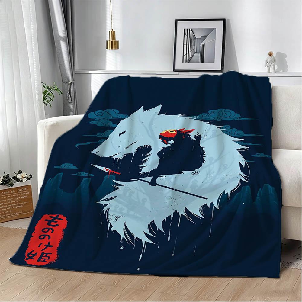 3D P-Princess Cartoon The M-MononokeE Flannel Blanket Soft Throw Blanket Art For Home Decor Bedroom Bed Sofa Picnic Kids Gifts