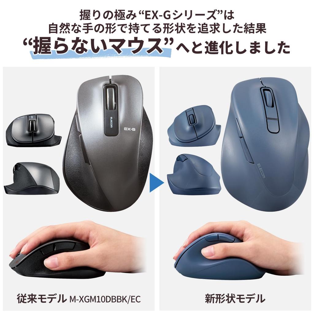 ELECOM Wireless Bluetooth Medium 5 AskDoctors EX-G Mouse, Quiet, Size, Buttons, Multi-Pairing, Certified, Antibacterial, Blue, M-XGM30BBSKBU