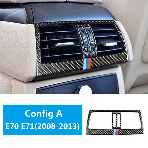 Carbon Fiber Car Rear Air Conditioner Outlet Vent Panel Cover Stickers For BMW X5 E70 X6 E71 2008-13 Auto Interior Accessories