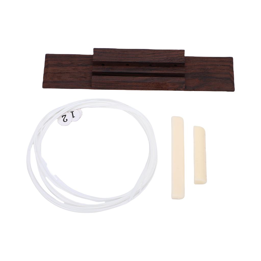 Ukulele Bridge Saddle Replacement Set Rosewood Bridge Nylon Strings Sound Upgrade Easy Installation for DIY Repair 4