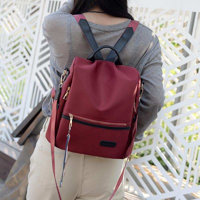 Women's Handbag and Backpack New Female Backpack Simple Classic Style Contrast Color Large Capacity Casual Shoulder Bag with Pendant for Women Ladies