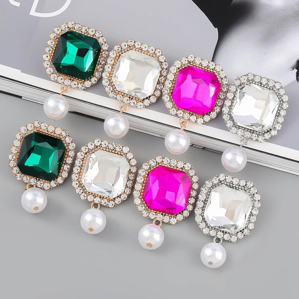 2022 Autumn New Fashion Metallic Glass Pearl Like Geometry Dangle Earrings Wedding Party Shiny Jewelry Women's Charming Earrings