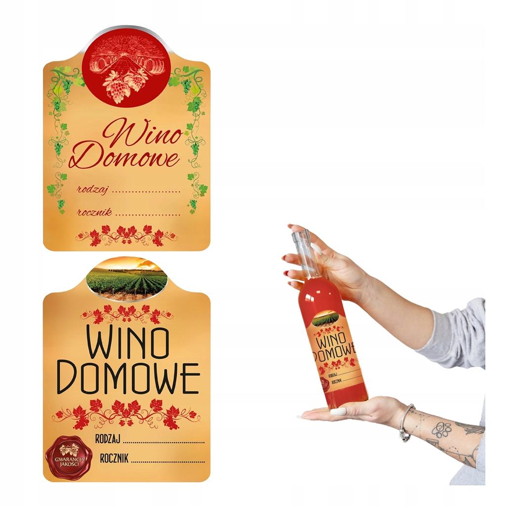 10X Etykieta Naklejka Wino Domowe Wino Żółte