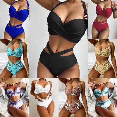 European & American Style Sexy Bandage Print Bikini Swimwear for Women