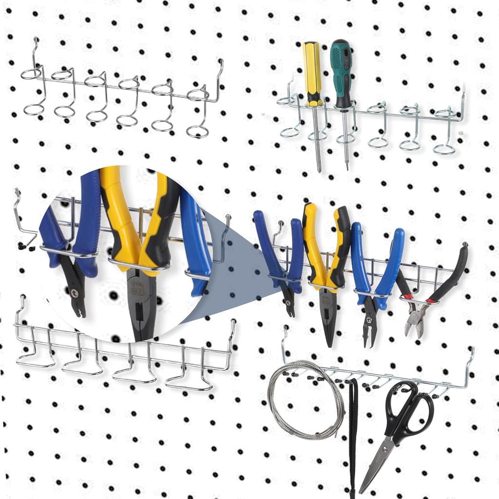 6 Pcs Pegboard Screwdriver Holders Organizer Pegboard Plier Holders Stainless Steel Peg Board Tool Utility Hooks Accessories Shelving Display