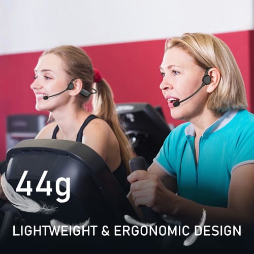 KIMAFUN 2.4G Wireless Fitness Headset Microphone, IP67 Waterproof & Dustproof, Compatible with Two People Simultaneously, Plug & Play, Instant Connect