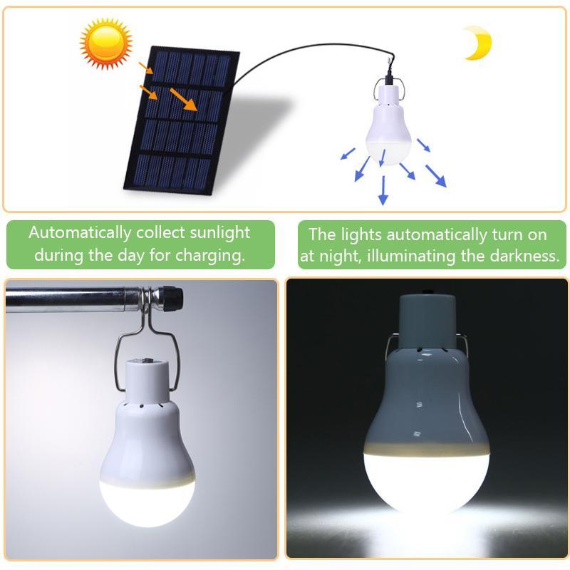 USB/Solar Charging Emergency LED Solar Bulb Sunlight Powered Lamps Waterproof Hanging Portable Bulb for Garden Hiking Camping