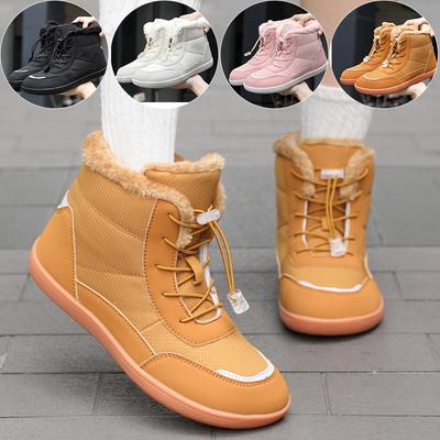 2024 Damen Barfuß Schneestiefel warme Schneestiefel Outdoor Wanderschuhe Winter Pelz Stiefeletten Damenstiefel Barfuß Stiefeletten