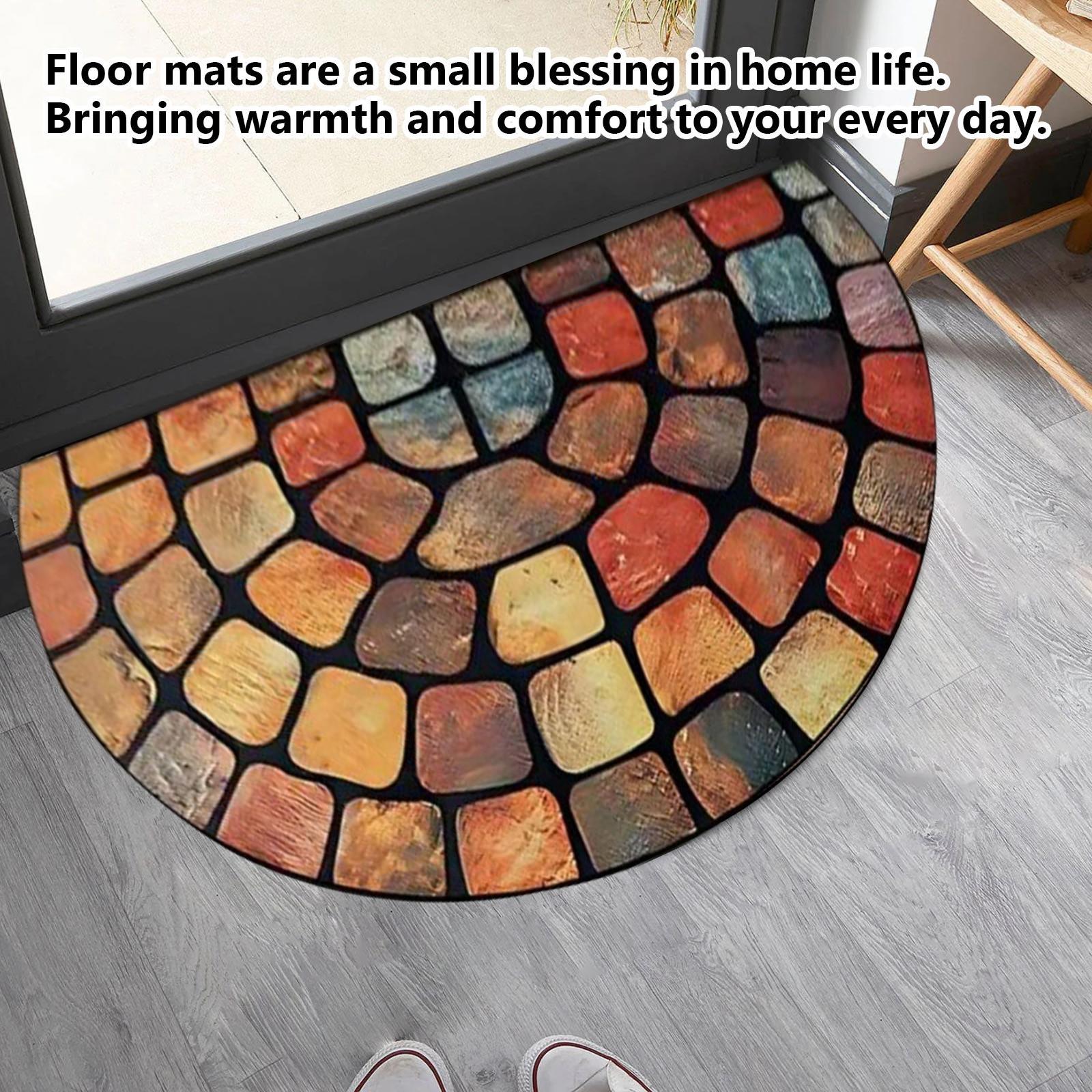 

Коврик с цветочным рисунком, Полукруглый коврик с принтом, Коврик для входной двери, Коврик для двери ванной комнаты, Впитывающий и грязеотталкивающий коврик One Size жёлтый