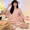 Spring and autumn thin pajamas women's sweet and cute cartoon short-sleeved shorts casual women's loungewear two-piece set summer