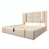 Linen Cover Charging Function Bed with Storage Space Mattress Headboard App Control Strong Wood Slat Support Bed Bedroom Furniture
