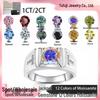 Men's GRA Moissanite Diamond Ring, PT950 Plated, S925 Sterling Silver, Simple Fashion Design.