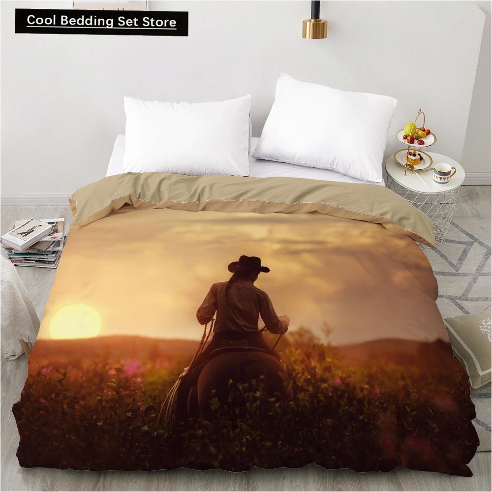 Westernowy Kowbojski Zestaw Pościeli King Queen w Stylu Vintage Rodeo Poszwa na Kołdrę Męska Młodzieżowa Chłopięca Koń Poszwa na Kołdrę Poliestrowa Poszwa na Kołdrę