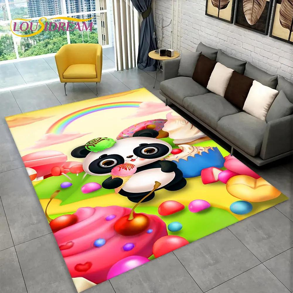 Dywan z motywem zwierząt z kreskówek Panda, dywanik do salonu, sypialni dziecięcej, sofy, wycieraczki, kuchni, antypoślizgowa mata podłogowa