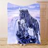 1pc Cozy White Tiger Print Blanket - Soft & Warm Flannel, 100% Polyester, Machine Washable, Perfect for Naps, Camping, Travel, O