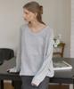 OURHOPE Linen V-Neck Sheer Knit - Grey
