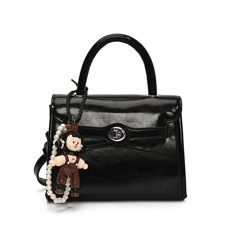 Fashion New French Simple Style High-end Sense Portable Small Square Bag Casual Versatile Commuter Solid Color PU Messenger Bag Women