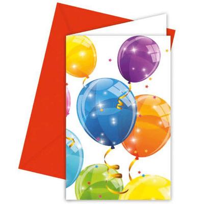 Sparkling Balloons Invitations 6 Pcs