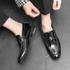 New Designer British Pointed Metal Badge Wedding Dress Leather Shoes Moccasins Prom Homecoming Party Footwear Zapatos Hombre