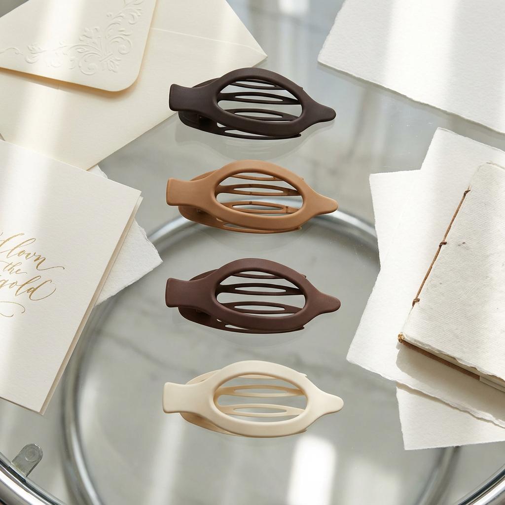 4 Pcs Simple Hair Claw Clips, for Updos & Ponytails. 19x12cm, PC, Strong Hold, Multipurpose Set