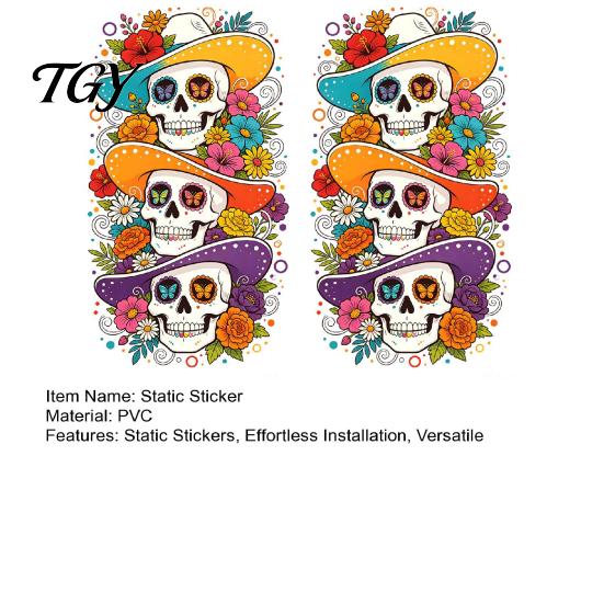 Durable Glass Stickers for Autumn Skeleton Undead Static Sticker, Waterproof PVC Decorative Decals, Indoor And Outdoor Festive Decor