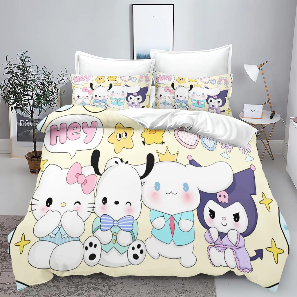 Cute Pochacco Dog Bedding Sets Comforter Cover Bed Cover Duvet Cover Pillow Case 2-3 Pieces Sets Kids Adult Bedroom Decor