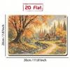 Autumn Forest Cabin Stream Sign 7.87x11.81in Nature Wall Decor Plaque Thanksgiving Gift for Study Hallway