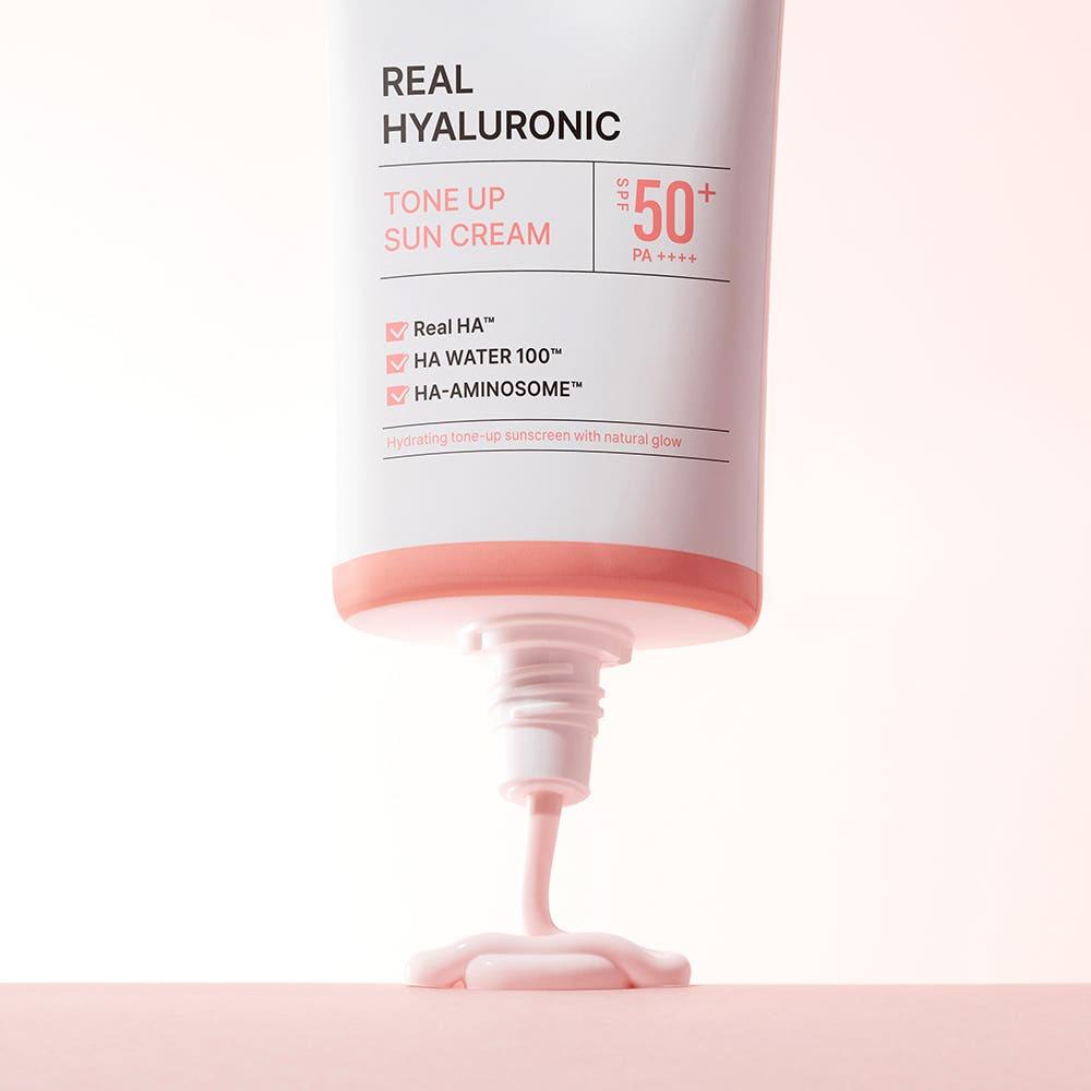 WELLAGE Real Hyaluronic Tone Up Sun Cream Hydrating Glowing 50ml Korean Sunscreen Daily Tone Up Base